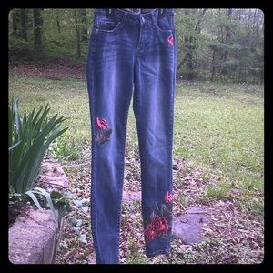 Ladies Jeans with Rose Appliqués